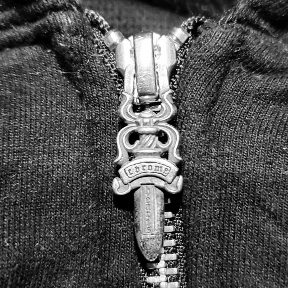 CHROME HEARTS Double Thick Thermal 'Malibu' Hoodie with Sterling Silver Zip S - Picture 3 of 11